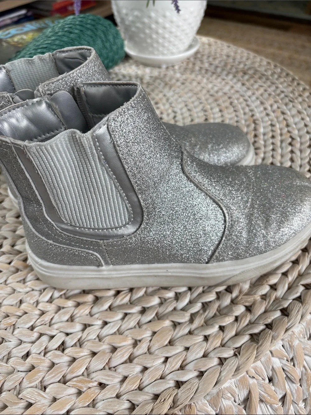 Lands' End Silver Glitter Chelsea Kids' Boots